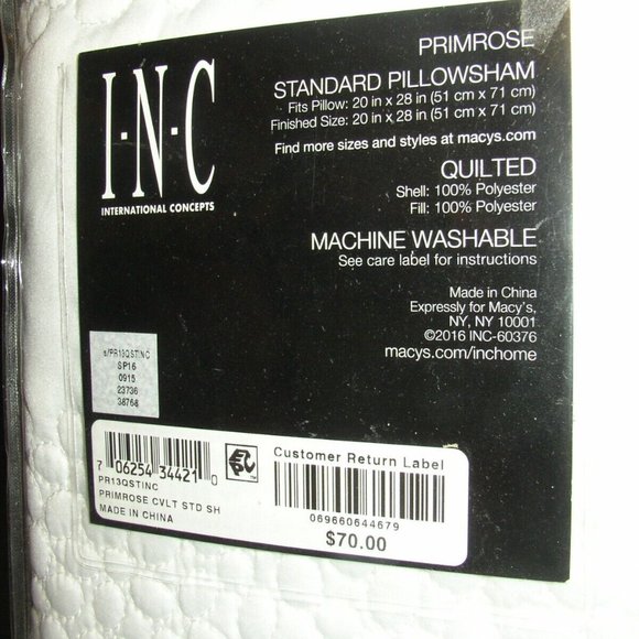 PAIR International Concepts INC Primrose Quilted Standard Pillow Shams White NEW - Picture 5 of 6